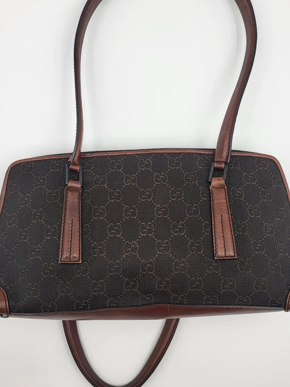 GUCCI Ophidia Canvas Monogram Shoulder Bag in Chocolate Brown. Authentic..